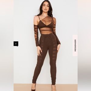 Mesh Trouser - Isolde - House of CB - New with Tag and Orig Box - XS - Chocolate